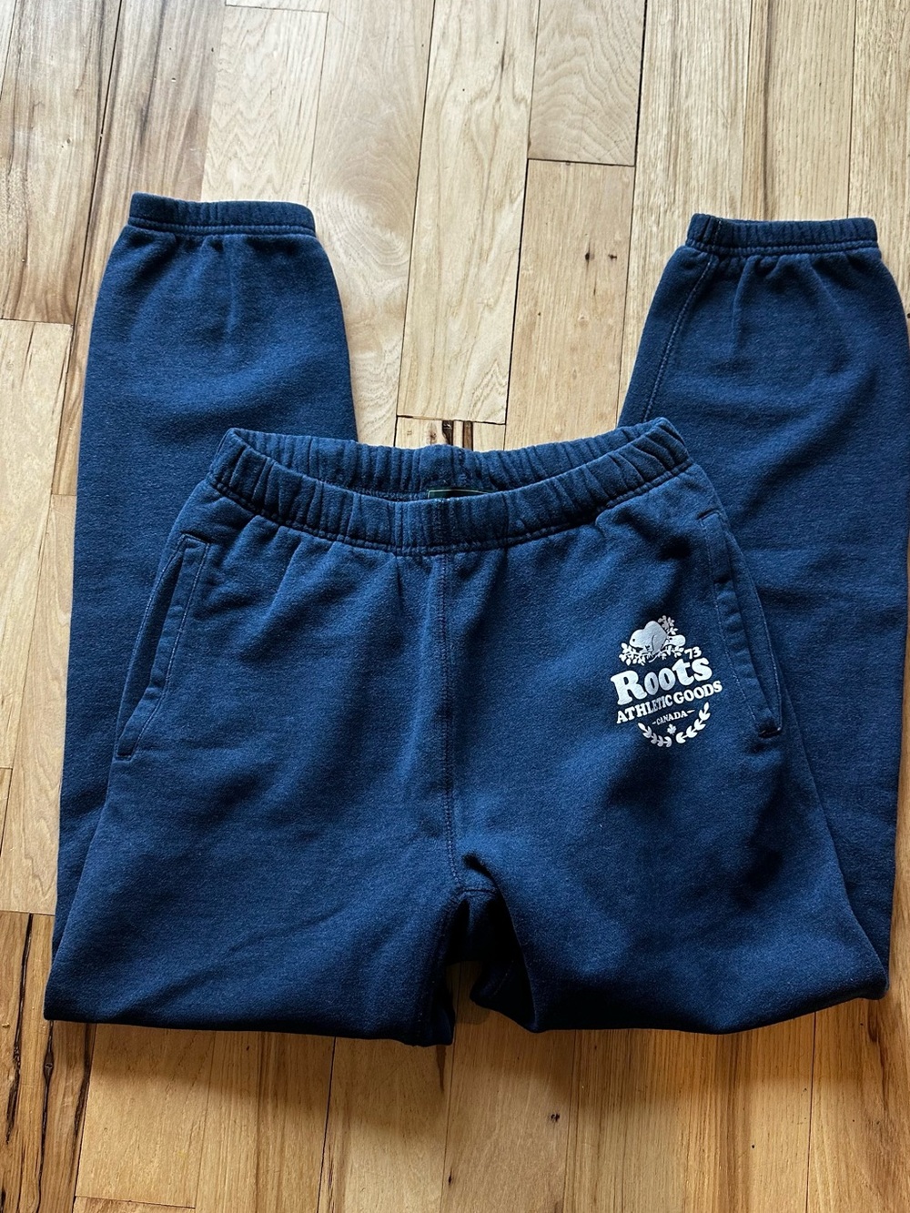 Roots Navy Blue Sweatpants with White Logo